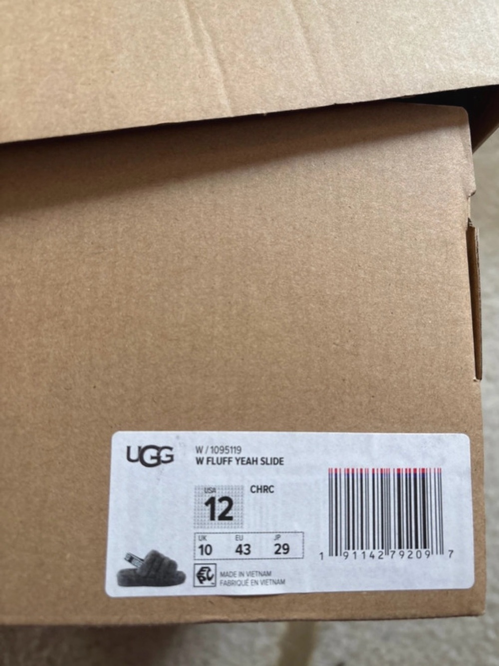 UGG Gray Plush Shearling Slide with Branded Elastic Strap - Picture 8 of 8